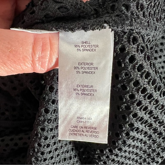 CALVIN KLEIN black sheer mesh swimsuit coverup bell sleeves large - Picture 10 of 11